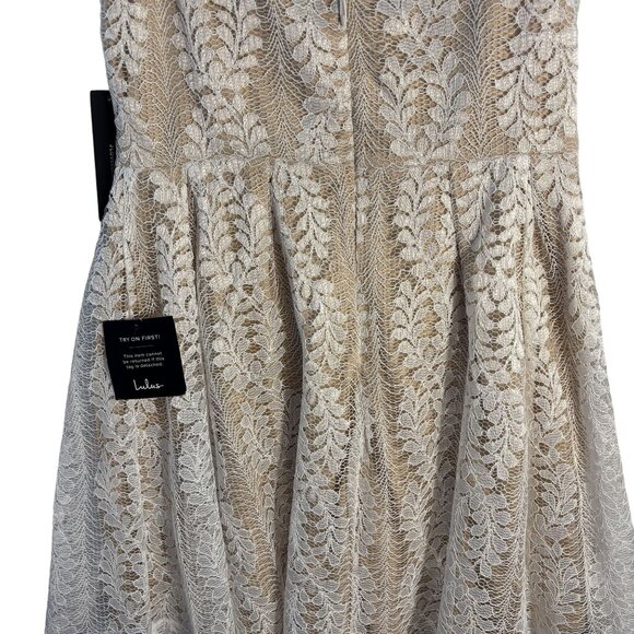 Lulus White & Beige Lace V-Neck Sleeveless Dress - Picture 2 of 11